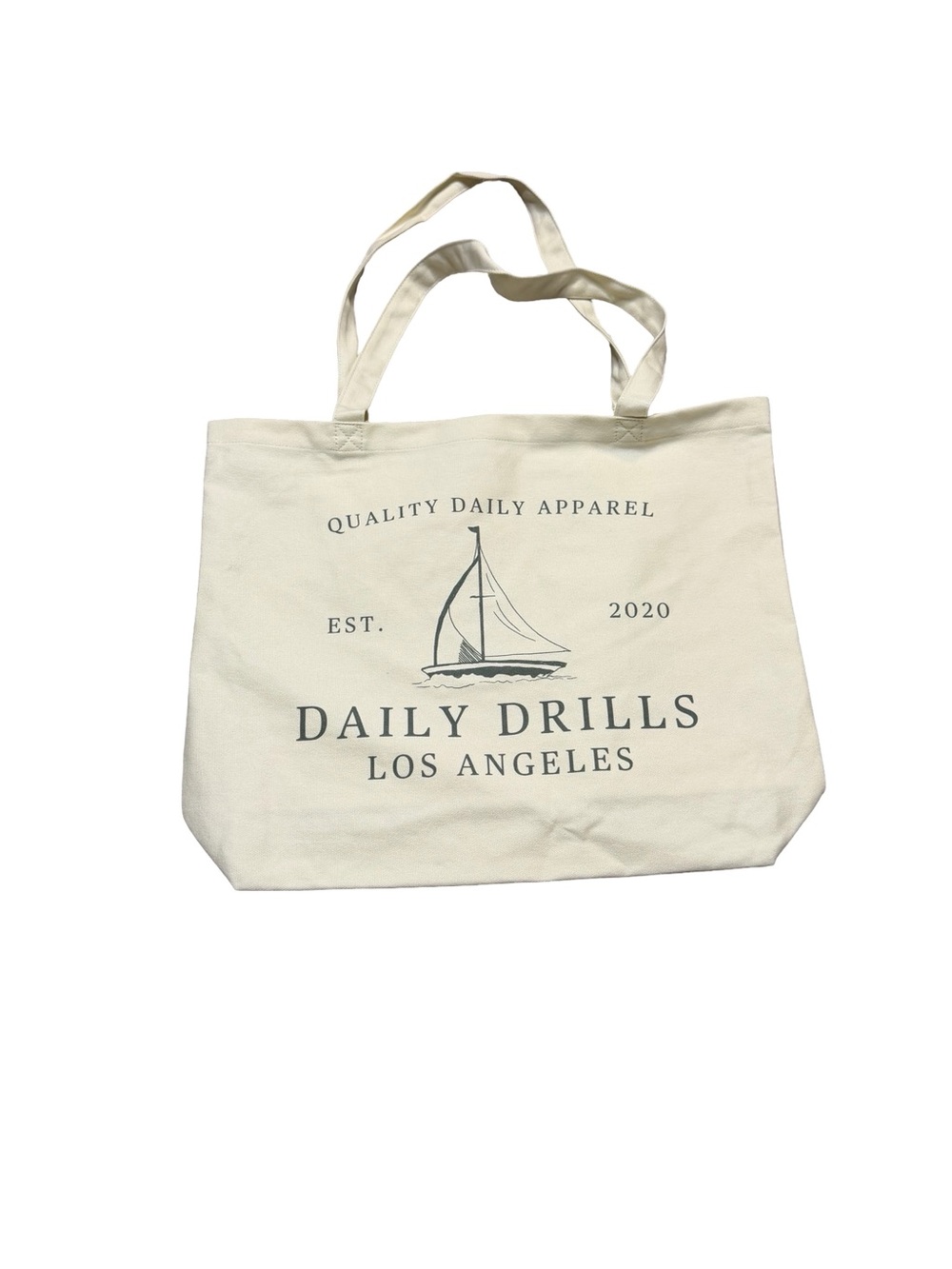 🤍 Daily Drills Sailboat Tote Canvas Bag NIB Cream Oversized Beach Shopper 🤍